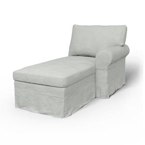 Bemz IKEA - Hoes voor chaise longue Ektorp met armleuning rechts, Silver Grey, Linnen