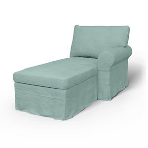Bemz IKEA - Hoes voor chaise longue Ektorp met armleuning rechts, Mineral Blue, Linnen