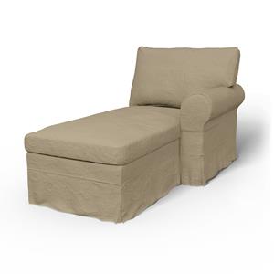 Bemz IKEA - Hoes voor chaise longue Ektorp met armleuning rechts, Tan, Linnen