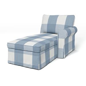 Bemz IKEA - Hoes voor chaise longue Ektorp met armleuning rechts, Sky Blue, Linnen