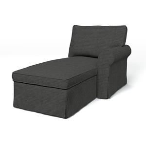 Bemz IKEA - Hoes voor chaise longue Ektorp met armleuning rechts, Licorice, Corduroy