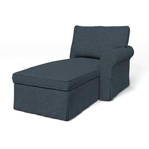 Bemz IKEA - Hoes voor chaise longue Ektorp met armleuning rechts, Denim, BOUCLÉ EN TEXTUUR