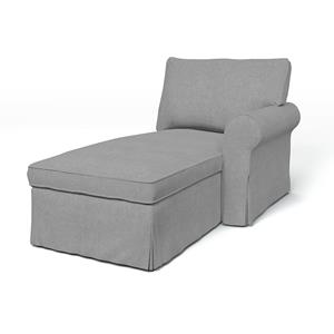 Bemz IKEA - Hoes voor chaise longue Ektorp met armleuning rechts, Graphite, Linnen