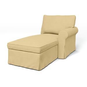 Bemz IKEA - Hoes voor chaise longue Ektorp met armleuning rechts, Straw Yellow, Linnen
