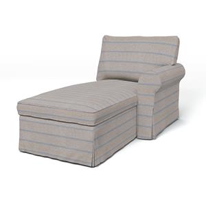 Bemz IKEA - Hoes voor chaise longue Ektorp met armleuning rechts, Blue Stripe, Katoen