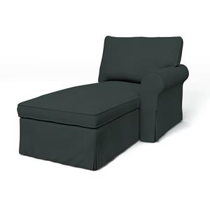 Bemz IKEA - Hoes voor chaise longue Ektorp met armleuning rechts, Graphite Grey, Katoen