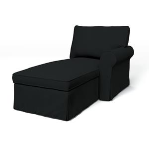 Bemz IKEA - Hoes voor chaise longue Ektorp met armleuning rechts, Jet Black, Katoen
