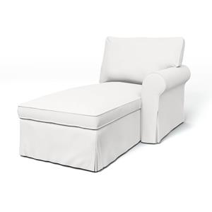 Bemz IKEA - Hoes voor chaise longue Ektorp met armleuning rechts, Absolute White, Katoen