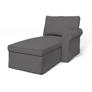 Bemz IKEA - Hoes voor chaise longue Ektorp met armleuning rechts, Smoked Pearl, Katoen