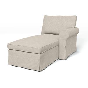 Bemz IKEA - Hoes voor chaise longue Ektorp met armleuning rechts, Natural White, Fluweel
