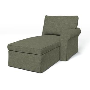 Bemz IKEA - Hoes voor chaise longue Ektorp met armleuning rechts, Green Grey, Fluweel