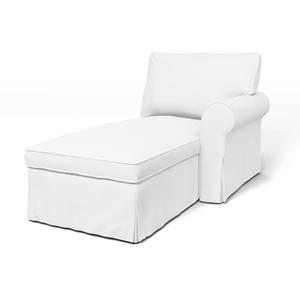 Bemz IKEA - Hoes voor chaise longue Ektorp met armleuning rechts, Absolute White, Linnen