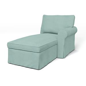 Bemz IKEA - Hoes voor chaise longue Ektorp met armleuning rechts, Mineral Blue, Linnen