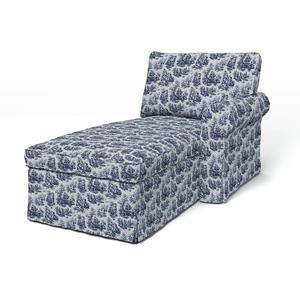 Bemz IKEA - Hoes voor chaise longue Ektorp met armleuning rechts, Dark Blue, BOUCLÉ EN TEXTUUR