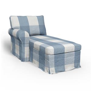Bemz IKEA - Hoes voor chaise longue Ektorp met armleuning links, Sky Blue, Linnen