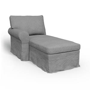 Bemz IKEA - Hoes voor chaise longue Ektorp met armleuning links, Graphite, Linnen