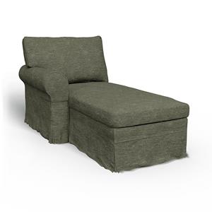 Bemz IKEA - Hoes voor chaise longue Ektorp met armleuning links, Green Grey, Fluweel