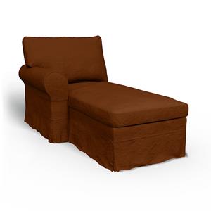 Bemz IKEA - Hoes voor chaise longue Ektorp met armleuning links, Cinnamon, Fluweel