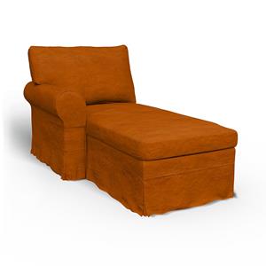 Bemz IKEA - Hoes voor chaise longue Ektorp met armleuning links, Cognac, Fluweel