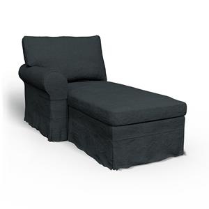 Bemz IKEA - Hoes voor chaise longue Ektorp met armleuning links, Graphite Grey, Linnen