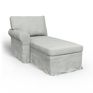Bemz IKEA - Hoes voor chaise longue Ektorp met armleuning links, Silver Grey, Linnen