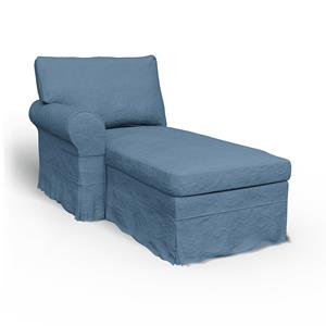 Bemz IKEA - Hoes voor chaise longue Ektorp met armleuning links, Vintage Blue, Linnen