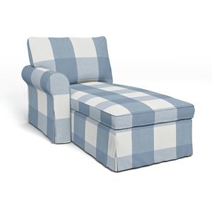 Bemz IKEA - Hoes voor chaise longue Ektorp met armleuning links, Sky Blue, Linnen