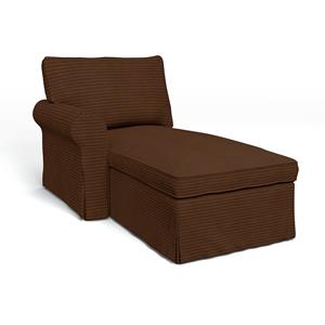 Bemz IKEA - Hoes voor chaise longue Ektorp met armleuning links, Chocolate Brown, Corduroy