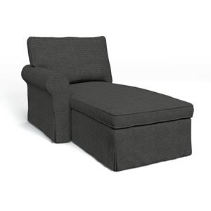 Bemz IKEA - Hoes voor chaise longue Ektorp met armleuning links, Licorice, Corduroy