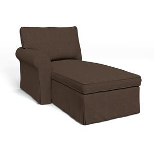 Bemz IKEA - Hoes voor chaise longue Ektorp met armleuning links, Chocolate, BOUCLÉ EN TEXTUUR