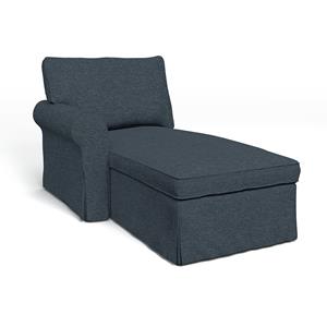 Bemz IKEA - Hoes voor chaise longue Ektorp met armleuning links, Denim, BOUCLÉ EN TEXTUUR