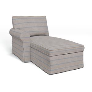 Bemz IKEA - Hoes voor chaise longue Ektorp met armleuning links, Blue Stripe, Katoen