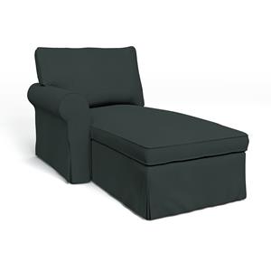 Bemz IKEA - Hoes voor chaise longue Ektorp met armleuning links, Graphite Grey, Katoen