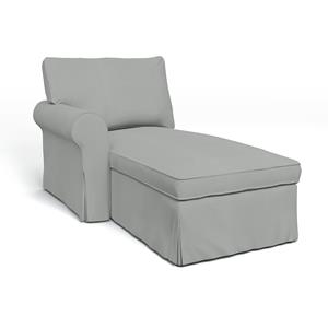 Bemz IKEA - Hoes voor chaise longue Ektorp met armleuning links, Silver Grey, Katoen