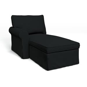 Bemz IKEA - Hoes voor chaise longue Ektorp met armleuning links, Jet Black, Katoen