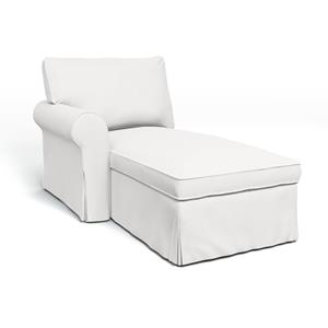 Bemz IKEA - Hoes voor chaise longue Ektorp met armleuning links, Absolute White, Katoen