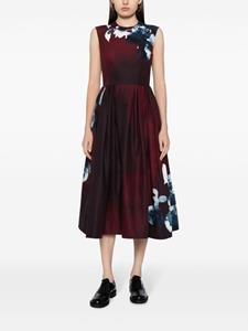Erdem Gilman Iris-print cotton flared dress - Rood