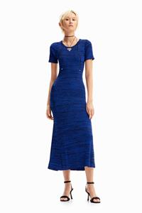Desigual Lange geribde gemêleerde jurk - BLUE