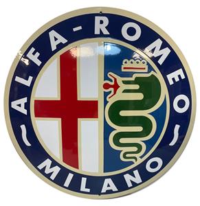 Fiftiesstore Alfa-Romeo Milano Logo Emaille Bord - 41 cm ø