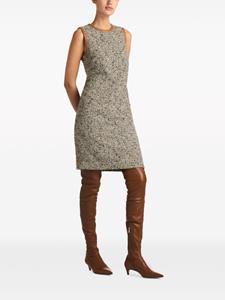 St. John leather-trim tweed dress - Beige