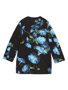 Dolce & Gabbana Kids floral-print cotton quilted jacket - Zwart