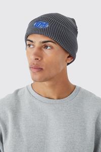 Boohoo Man Waffle Beanie, Light Grey