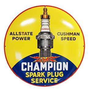 Fiftiesstore Champion Spark Plug Service Emaille Bord - Ø50cm