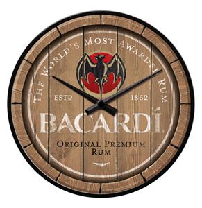 Fiftiesstore Wandklok Bacardi - Wood Barrel Logo