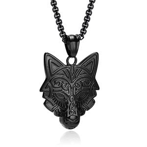 Mendes Nordic Heren Ketting - Rune Wolf Black