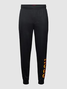 HUGO Sweatpants met label- en motiefstitching, model 'Flames'