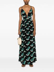 Ulla Johnson geometric-pattern print V-neck dress - Zwart