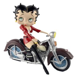 Fiftiesstore Betty Boop Op Motorfiets In Rode Jas Beeldje - 31cm