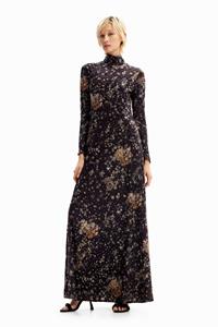 Desigual Lange fluwelen jurk Elysia - BLACK