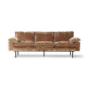 HKliving-collectie Retro sofa 3-zits bank fluweel corduroy goud